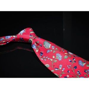 Tie Rack London Red Floral 100% Silk Men's Designer Tie